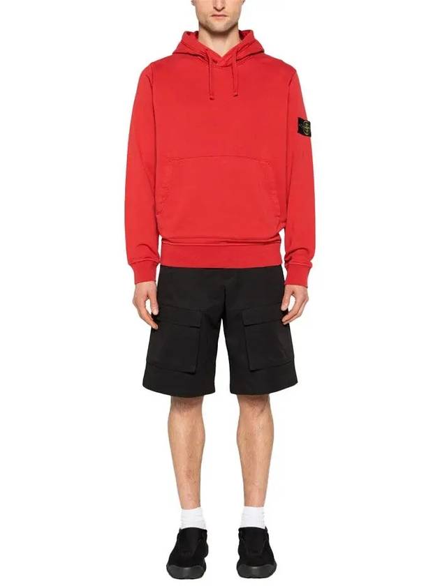 Logo Patch Cotton Fleece Hoodie Red - STONE ISLAND - BALAAN 3