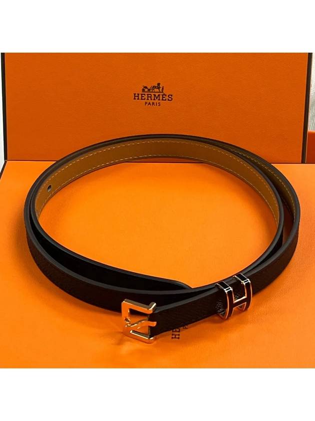 Women's Pop H 15 Leather Belt Black - HERMES - BALAAN 2