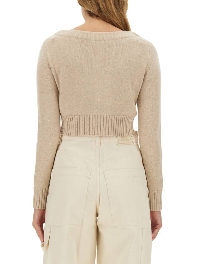 Angry Wool Cashmere Crop Knit Top Beige - MAX MARA - BALAAN 4