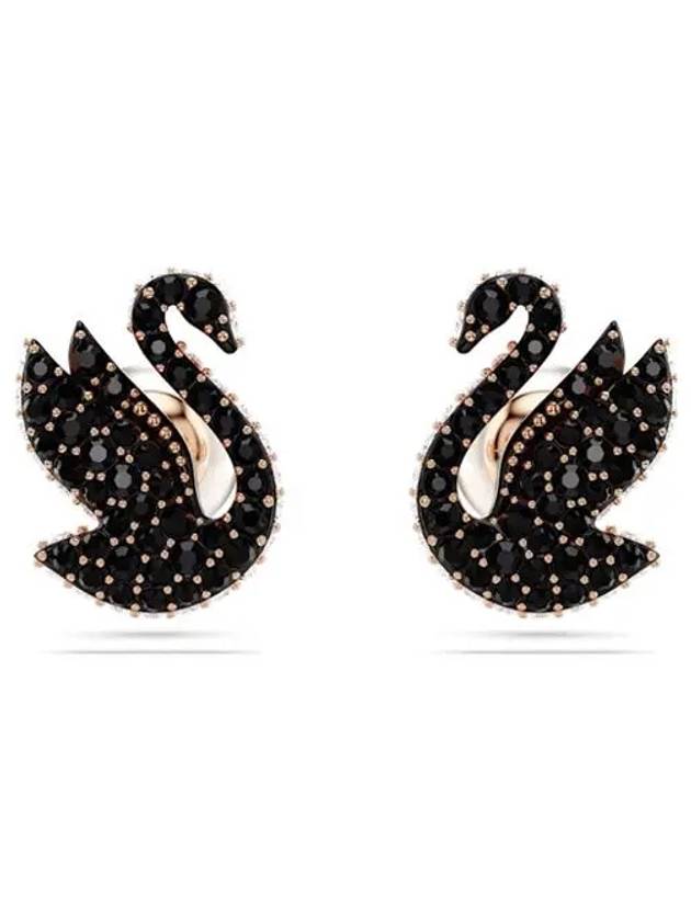 Iconic Swan Stud Earrings Black - SWAROVSKI - BALAAN 3