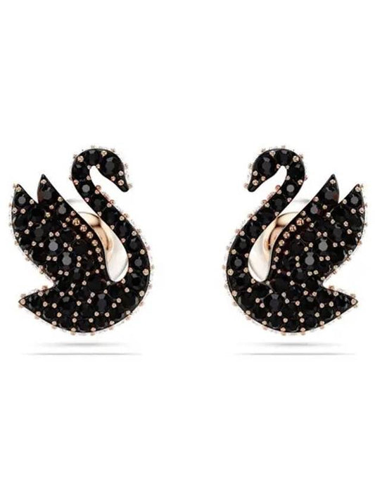 Iconic Swan Stud Earrings Black - SWAROVSKI - BALAAN 2