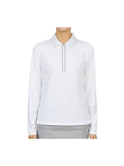 Women's Featherweight Zip Long Sleeve Polo Shirt White - G/FORE - BALAAN 2