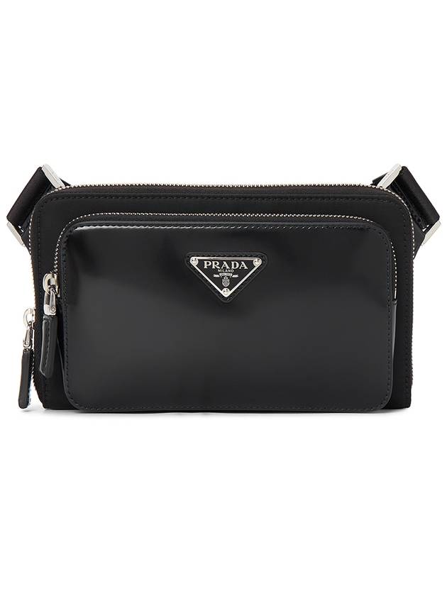 Triangle Logo Brushed Leather Shoulder Bag Black - PRADA - BALAAN 2