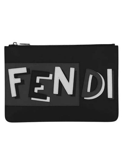 Logo Leather Clutch Bag Black - FENDI - BALAAN 2