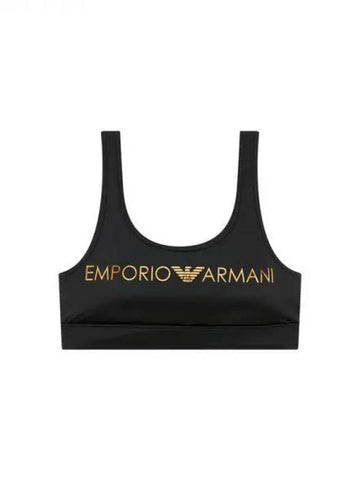 UNDERWEAR Women Shining Big Logo Bralette Bra Black 270759 - EMPORIO ARMANI - BALAAN 1