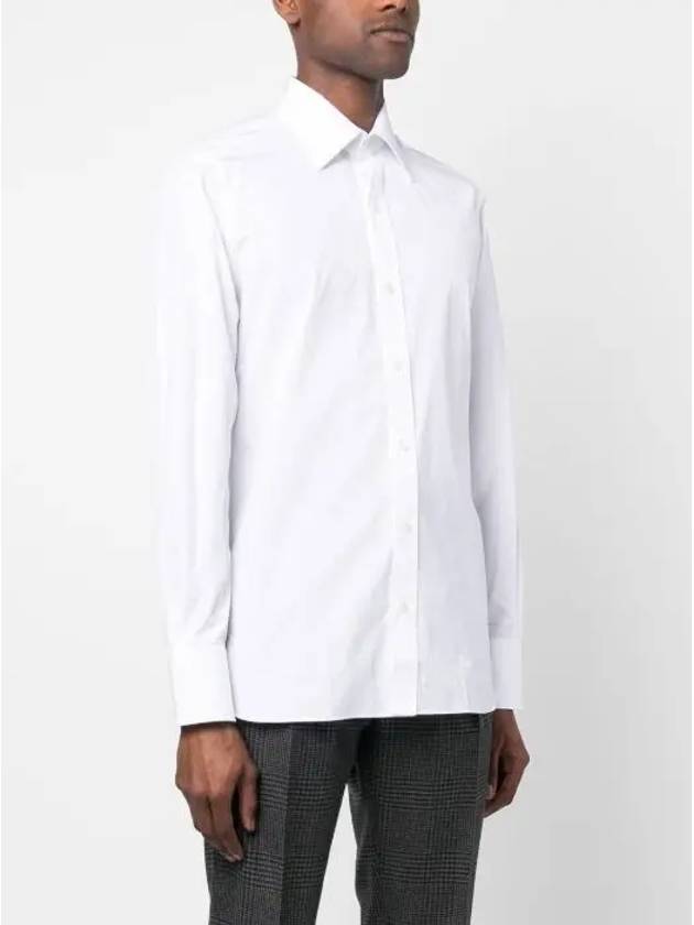Poplin slim fit long sleeve shirt white - TOM FORD - BALAAN 3