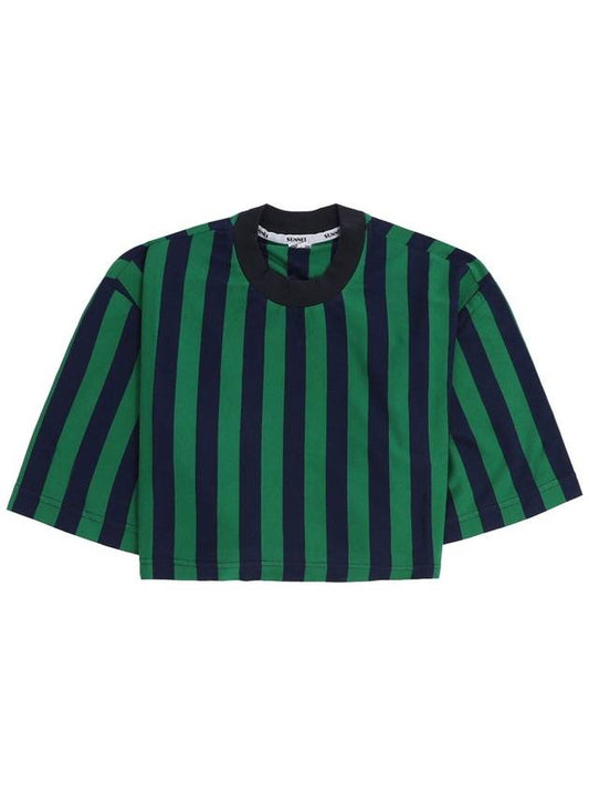 Striped pattern crop t shirt green SN2PWH05AP JE130 R24 - SUNNEI - BALAAN 2