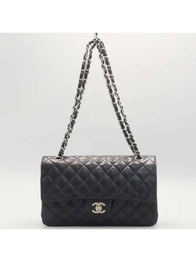 A01112 Lambskin black color classic medium M size metal silver logo chain flap shoulder bag - CHANEL - BALAAN 2