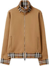 Men's Check Trim Track Jacket Camel - BURBERRY - BALAAN 1