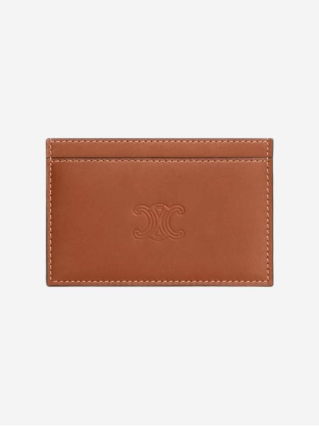 Triomphe card holder natural calfskin embossed tan - CELINE - BALAAN 1