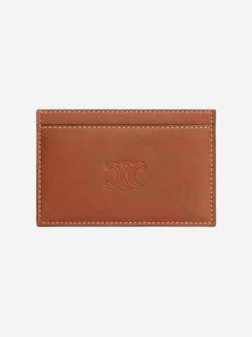 Triomphe Embossed Natural Calfskin Card Wallet Tan - CELINE - BALAAN 1