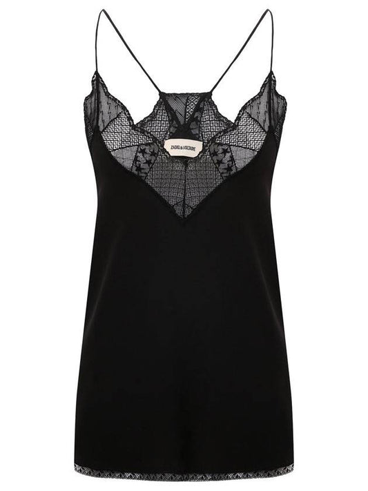 Lace Silk Camisole Sleeveless Black - ZADIG & VOLTAIRE - BALAAN 1