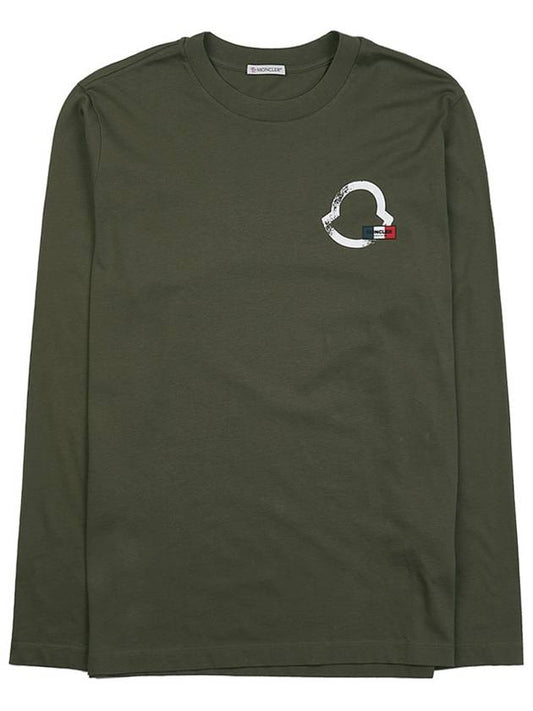 Logo Outline Long Sleeve T-Shirt Green - MONCLER - BALAAN 2