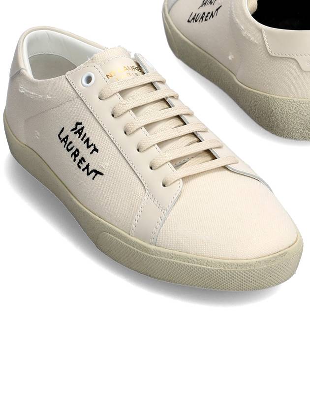 Court Classic SL/06 Embroidered Sneakers In Canvas And Leather Cream - SAINT LAURENT - BALAAN 2