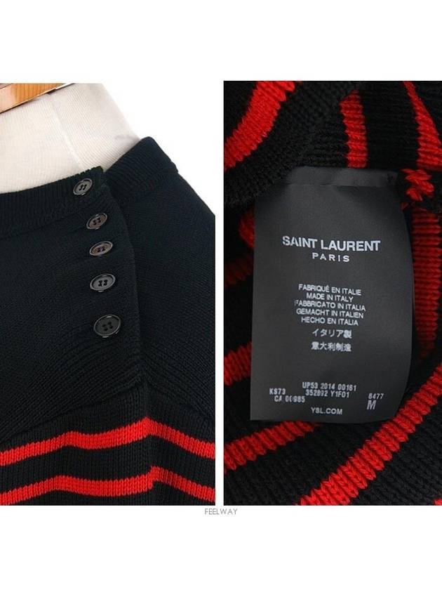 Striped Ranaul Knit Top Black Red - SAINT LAURENT - BALAAN 6