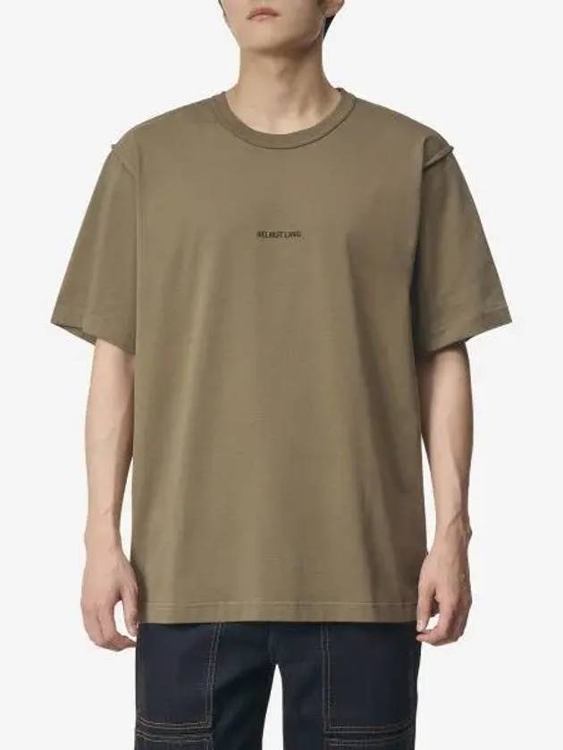 Inside Out Logo Short Sleeve T-Shirt Olive - HELMUT LANG - BALAAN 2