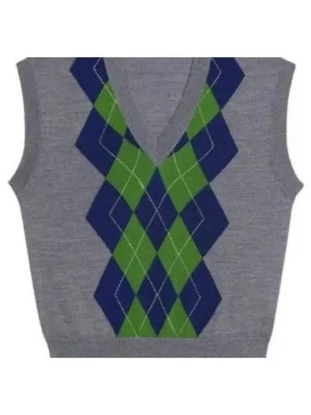 Argyle Jacquard Knit Vest Grey - AMI - BALAAN 2