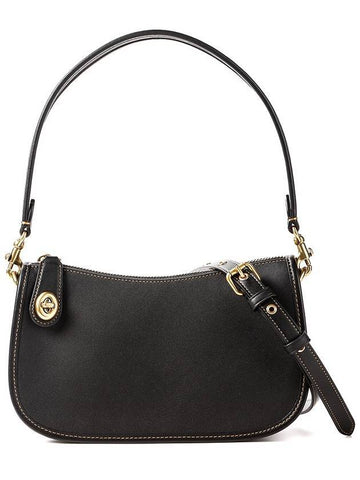 Swinger Leather Shoulder Bag Black - COACH - BALAAN 1