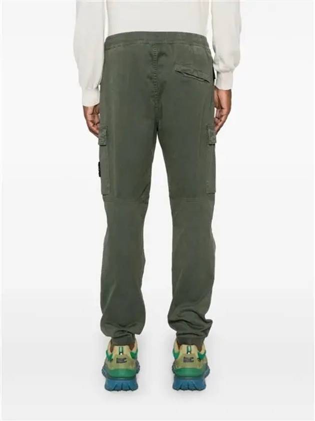 Stretch Cotton Cargo Straight Pants Green - STONE ISLAND - BALAAN 4