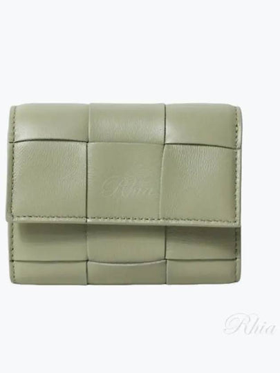 Intrecciato Tri-Fold Zip Half Wallet Khaki Green - BOTTEGA VENETA - BALAAN 2