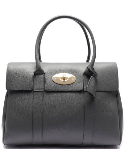 Small Bayswater Classic Grain Tote Bag Charcoal - MULBERRY - BALAAN 2