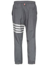 Plain Weave 4-Bar Elastic Waist Track Pants Grey - THOM BROWNE - BALAAN 4