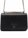 Saffiano Pocono Chain Shoulder Bag Black Gold - PRADA - BALAAN 2