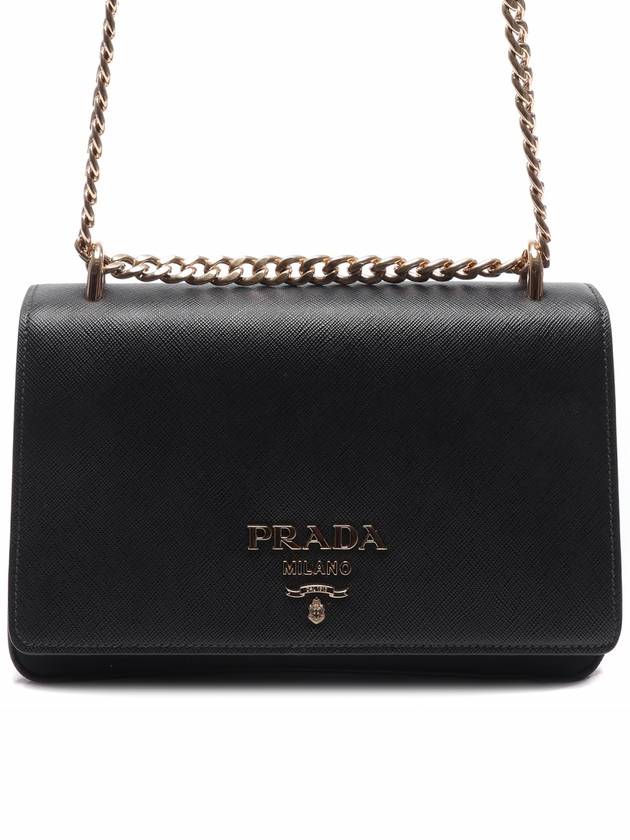 Saffiano Pocono Chain Shoulder Bag Black Gold - PRADA - BALAAN 2