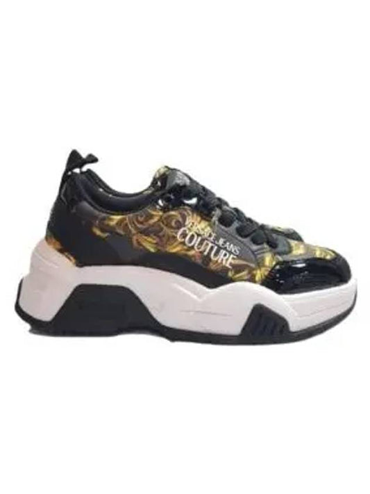 Jeans Couture Baroque Panel Trainers Low Top Sneakers Black - VERSACE - BALAAN 2