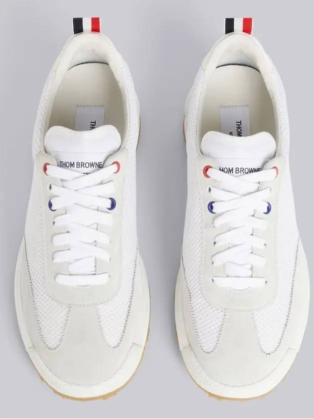 Fine Kid Suede Tech Runner White - THOM BROWNE - BALAAN 4