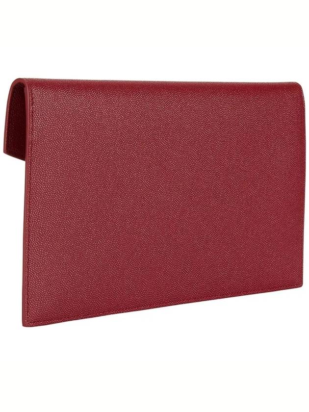 Envelope Monogram Leather Uptown Clutch Bag Red Gold Plated - SAINT LAURENT - BALAAN.