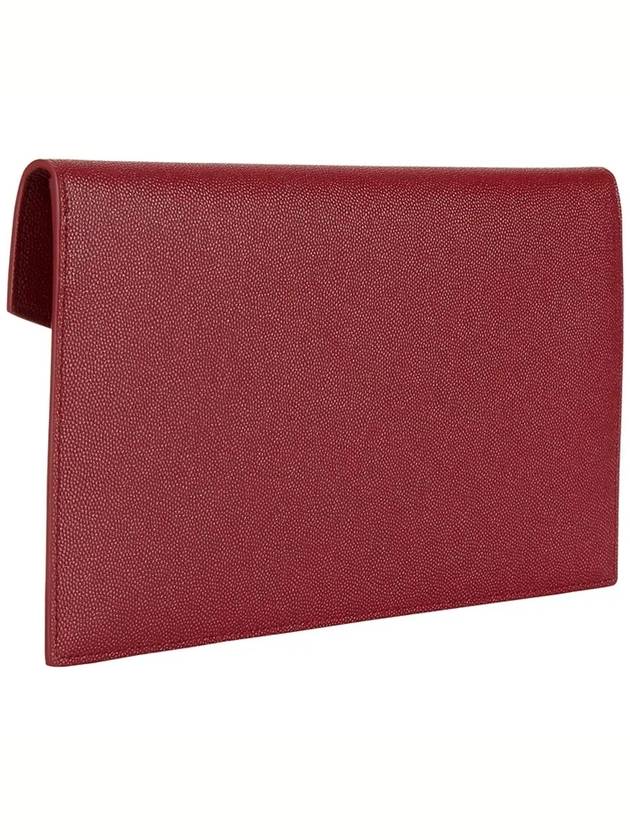 Uptown Grain de Poudre Embossed Leather Clutch Bag Red - SAINT LAURENT - BALAAN 4