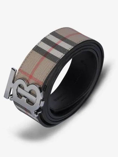 Reversible Monogram Motif Vintage Check Leather Belt Beige - BURBERRY - BALAAN 2