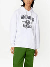 Paris France Oversized Organic Cotton Fleece Hoodie White - AMI - BALAAN 5