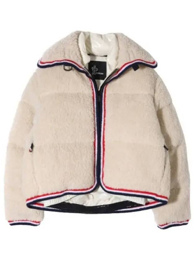 Logo Patch Teddy Fleece Jacket Women s Padded Jumper - MONCLER - BALAAN 1