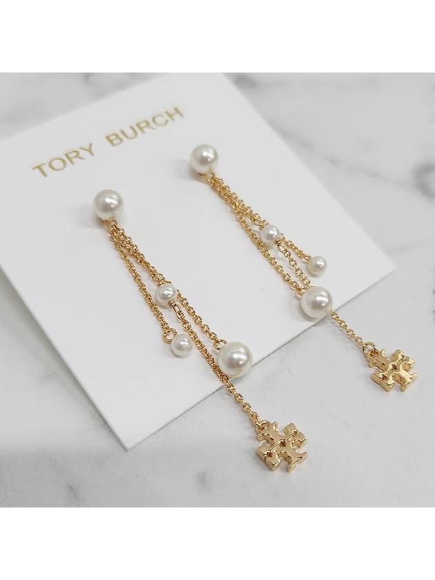 Long Kira Pearl Drop Earrings Gold - TORY BURCH - BALAAN 5