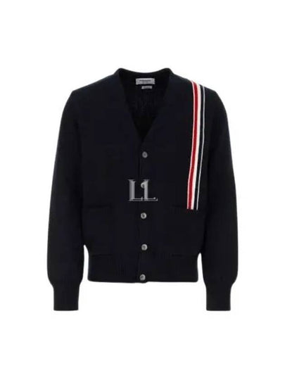 RWB Striped Intarsia Cotton Cardigan Navy - THOM BROWNE - BALAAN 2