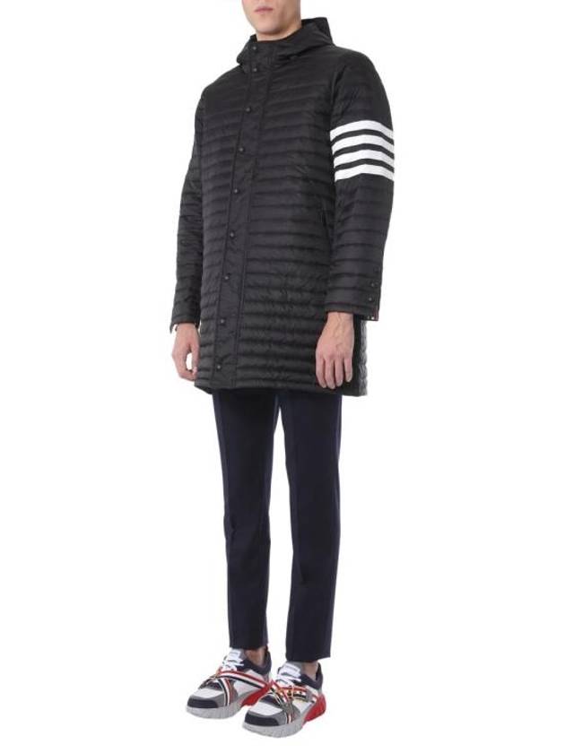 Men's 4 Bar Hooded Padding Black - THOM BROWNE - BALAAN 4