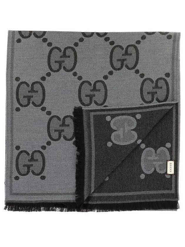 GG wool jacquard scarf gray - GUCCI - BALAAN.