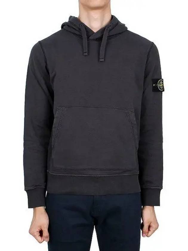 Logo Patch Drawstring Hoodie Charcoal - STONE ISLAND - BALAAN 2