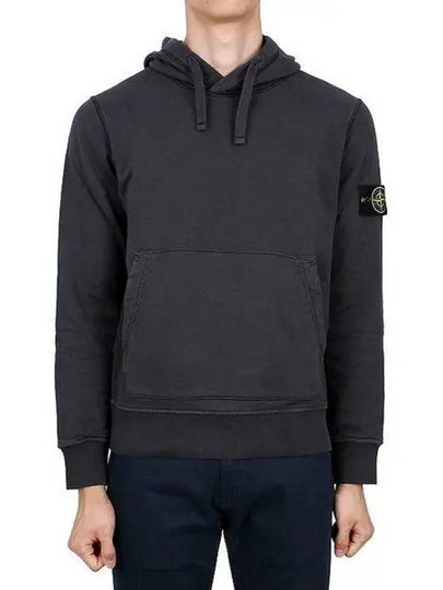 Logo Patch Drawstring Hoodie Charcoal - STONE ISLAND - BALAAN 2