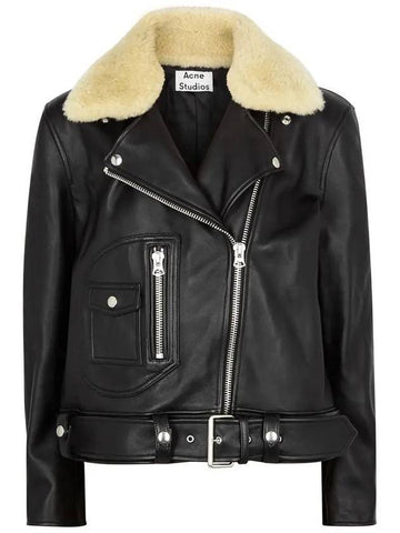 Boxy Zipper Leather Jacket Black - ACNE STUDIOS - BALAAN 1