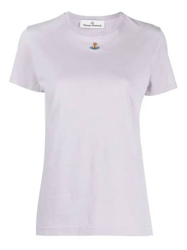 Embroidered Logo Short Sleeve T-Shirt Violet - VIVIENNE WESTWOOD - BALAAN 1