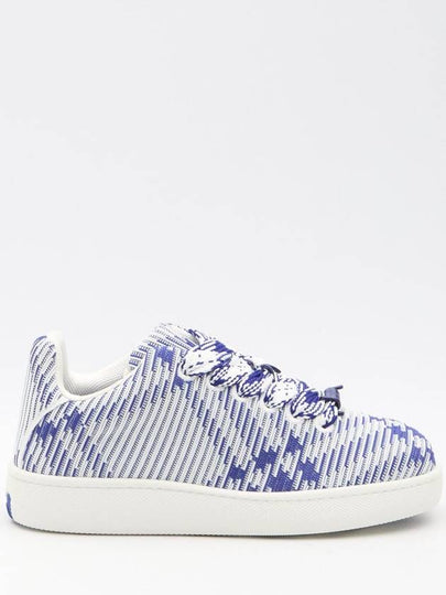 Box Check Print Leather Low Top Sneakers Royal Blue - BURBERRY - BALAAN 2