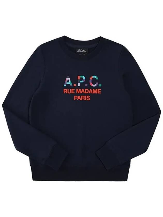 WoMen's Color Block Logo Sweat Sweatshirt Navy - A.P.C. - BALAAN 6