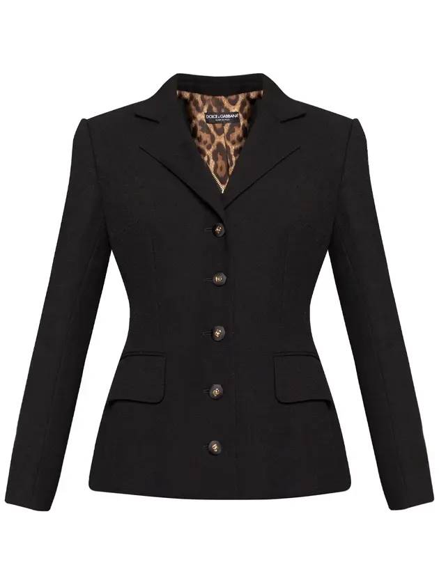 DG Button Wool Single Breasted Jacket Black - DOLCE&GABBANA - BALAAN 1