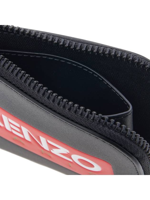 Logo Zipper Calf Leather Card Wallet Black - KENZO - BALAAN 10