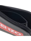 Logo Zipper Calf Leather Card Wallet Black - KENZO - BALAAN 10