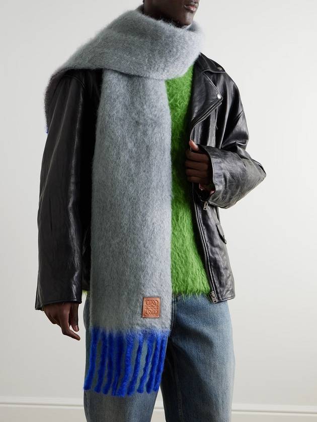 Mohair Wool Scarf Grey Blue - LOEWE - BALAAN 8