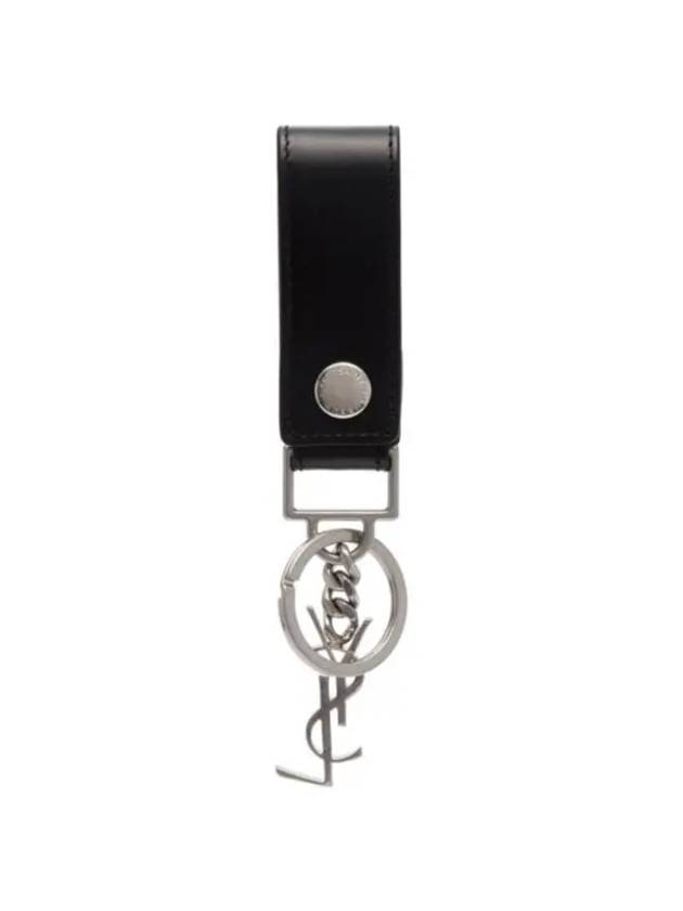 Monogram Leather Key Holder Black Silver - SAINT LAURENT - BALAAN 3